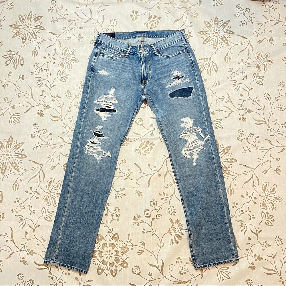 A&F Langdon Distressed Slim Jeans